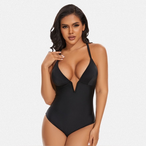Shaperin Other - Shaperin Tummy Control Deep V Neck Shapewear Swimsuit Black Women’s Size XL